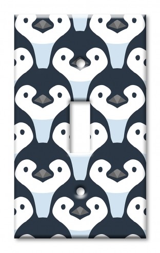 Art Plates - Decorative OVERSIZED Switch Plate - Outlet Cover - Seamless Penguins