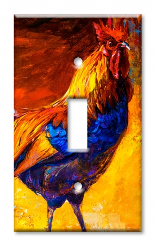 Art Plates - Decorative OVERSIZED Switch Plate - Outlet Cover - Rooster Painting