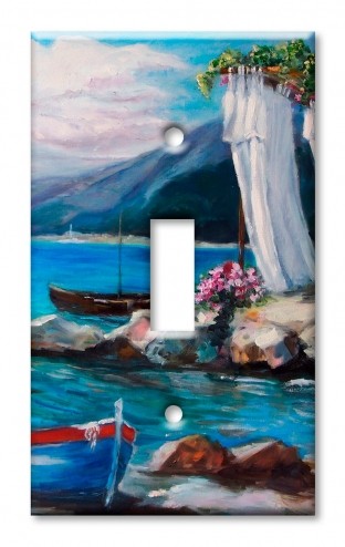 Art Plates - Decorative OVERSIZED Wall Plates & Outlet Covers - Beach by the House
