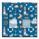 Printed Decora 2 Gang Rocker Style Switch with matching Wall Plate - Nautical Seamless