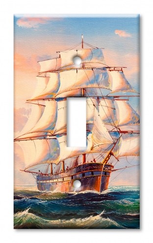 Art Plates - Decorative OVERSIZED Switch Plate - Outlet Cover - Sailboat Painting
