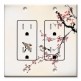 Printed 2 Gang Decora Duplex Receptacle Outlet with matching Wall Plate - Birds on a Cherry Blossom