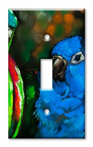 Art Plates - Decorative OVERSIZED Switch Plates & Outlet Covers - Parrot Painting