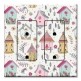 Printed 2 Gang Decora Duplex Receptacle Outlet with matching Wall Plate - Cute Bird Houses