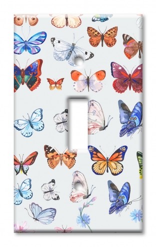 Art Plates - Decorative OVERSIZED Switch Plate - Outlet Cover - Watercolor Butterflies