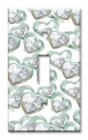 Art Plates - Decorative OVERSIZED Wall Plate - Outlet Cover - Diamond Hearts