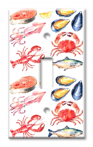 Art Plates - Decorative OVERSIZED Switch Plate - Outlet Cover - Seafood Collection