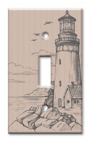 Art Plates - Decorative OVERSIZED Switch Plates & Outlet Covers - Lighthouse Drawing