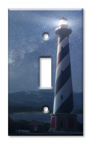 Art Plates - Decorative OVERSIZED Switch Plates & Outlet Covers - Night Lighthouse