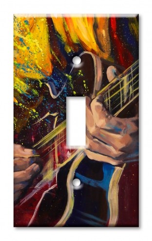 Art Plates - Decorative OVERSIZED Wall Plate - Outlet Cover - Jazz Guitarist Painting