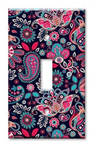 Art Plates - Decorative OVERSIZED Switch Plates & Outlet Covers - Pink Paisley