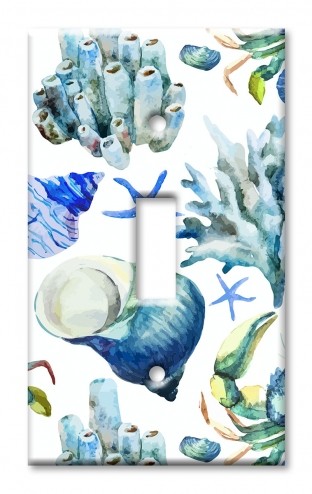 Art Plates - Decorative OVERSIZED Switch Plate - Outlet Cover - Watercolor Coral Reef