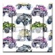 Printed Decora 2 Gang Rocker Style Switch with matching Wall Plate - Monster Trucks Watercolor