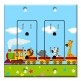Printed 2 Gang Decora Duplex Receptacle Outlet with matching Wall Plate - Cute Animal Train