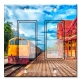 Printed Decora 2 Gang Rocker Style Switch with matching Wall Plate - Train Painting