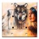 Printed 2 Gang Decora Duplex Receptacle Outlet with matching Wall Plate - Wolves and Indian Chief