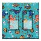 Printed Decora 2 Gang Rocker Style Switch with matching Wall Plate - Whimsical Sea Creatures