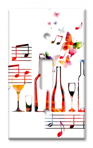 Art Plates - Decorative OVERSIZED Switch Plates & Outlet Covers - Musical Wine