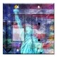 Printed 2 Gang Decora Switch - Outlet Combo with matching Wall Plate - Statue of Liberty with Flag Background
