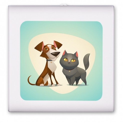 Cat and Dog Blue Background - #2760