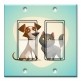 Printed Decora 2 Gang Rocker Style Switch with matching Wall Plate - Cat and Dog Blue Background