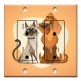 Printed 2 Gang Decora Duplex Receptacle Outlet with matching Wall Plate - Cat and Dog Orange Background