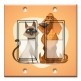 Printed Decora 2 Gang Rocker Style Switch with matching Wall Plate - Cat and Dog Orange Background