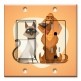 Printed 2 Gang Decora Switch - Outlet Combo with matching Wall Plate - Cat and Dog Orange Background