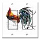 Printed 2 Gang Decora Switch - Outlet Combo with matching Wall Plate - Rooster Drawing