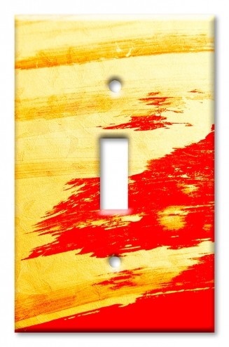 Art Plates - Decorative OVERSIZED Switch Plate - Outlet Cover - Yellow and Red Brush Strokes