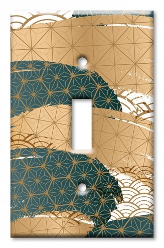 Art Plates - Decorative OVERSIZED Wall Plates & Outlet Covers - Blue and Gold Symmetrical