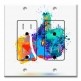 Printed 2 Gang Decora Duplex Receptacle Outlet with matching Wall Plate - Colorful Splatter