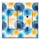 Printed 2 Gang Decora Switch - Outlet Combo with matching Wall Plate - Blue and Yellow Spirals