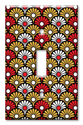 Art Plates - Decorative OVERSIZED Switch Plate - Outlet Cover - Red, White and Gold Floral