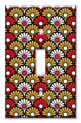 Art Plates - Decorative OVERSIZED Switch Plate - Outlet Cover - Red, White and Gold Floral