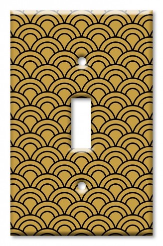 Art Plates - Decorative OVERSIZED Wall Plates & Outlet Covers - Black and Gold Half Circles