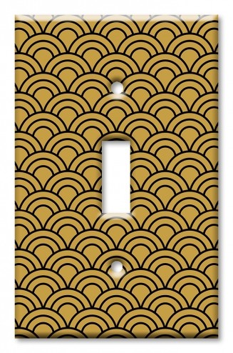 Art Plates - Decorative OVERSIZED Wall Plates & Outlet Covers - Black and Gold Half Circles