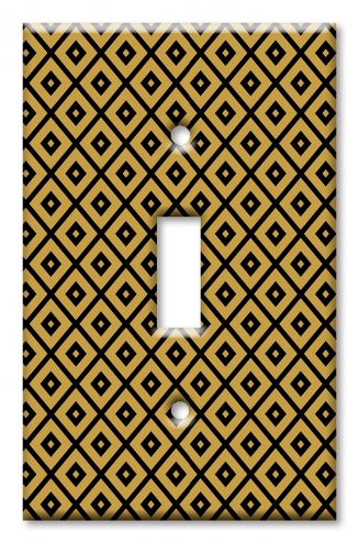 Art Plates - Decorative OVERSIZED Wall Plates & Outlet Covers - Black and Gold Triangles