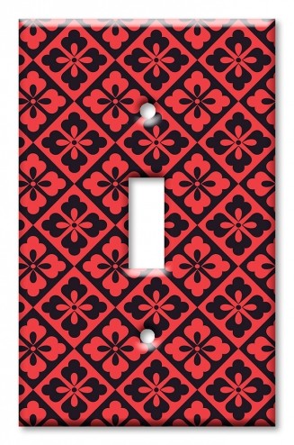 Art Plates - Decorative OVERSIZED Switch Plates & Outlet Covers - Red and Black Triangular Flowers