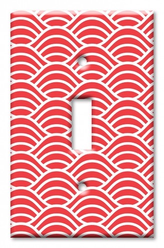 Art Plates - Decorative OVERSIZED Switch Plates & Outlet Covers - Red and White Waves