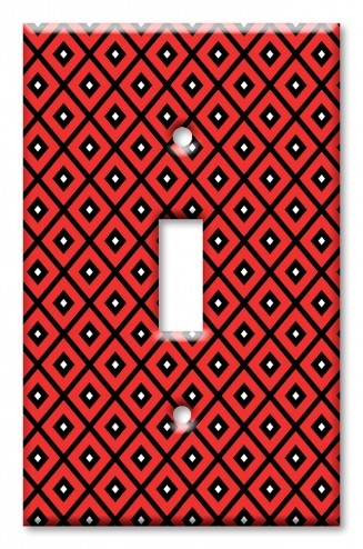 Art Plates - Decorative OVERSIZED Switch Plate - Outlet Cover - Red, Black and White Triangles