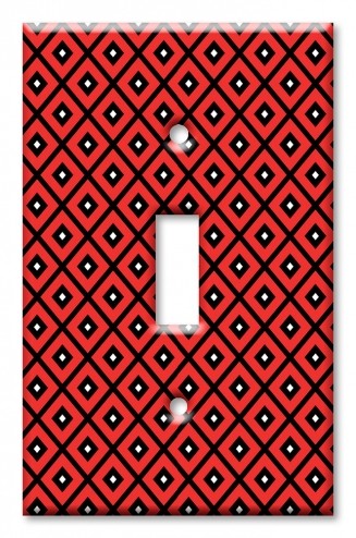 Art Plates - Decorative OVERSIZED Switch Plate - Outlet Cover - Red, Black and White Triangles