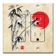 Printed 2 Gang Decora Duplex Receptacle Outlet with matching Wall Plate - Birds on Bamboo Drawing
