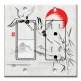 Printed 2 Gang Decora Switch - Outlet Combo with matching Wall Plate - Cranes Flying by the Sun Drawing