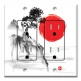 Printed 2 Gang Decora Duplex Receptacle Outlet with matching Wall Plate - Tree on a Mountain Side Drawing