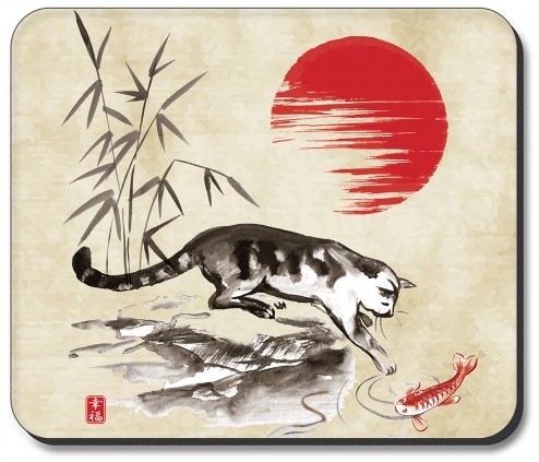 Cat and Koi Drawing - #2803