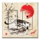 Printed 2 Gang Decora Switch - Outlet Combo with matching Wall Plate - Cat and Koi Drawing