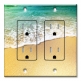 Printed 2 Gang Decora Duplex Receptacle Outlet with matching Wall Plate - Foamy Waves on the Beach