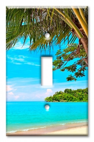 Art Plates - Decorative OVERSIZED Wall Plates & Outlet Covers - Blue Water Beach