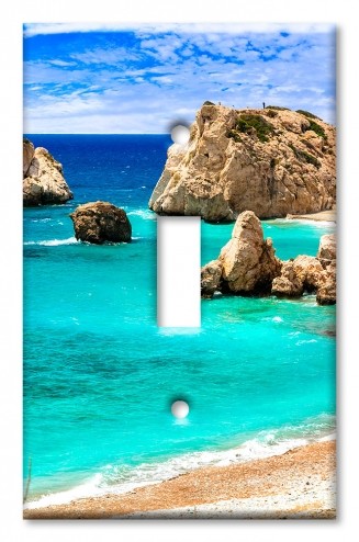 Art Plates - Decorative OVERSIZED Switch Plate - Outlet Cover - Rock Cliffs near the Beach